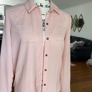 Pink blouse size small black buttons.